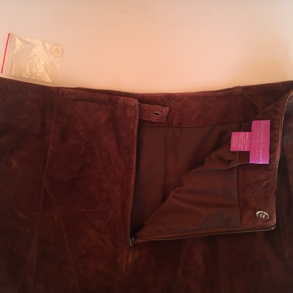 Brown Suede Skirt NWOT size 8 Suzanne Somers Fit & Flared Leather - Picture 4 of 4